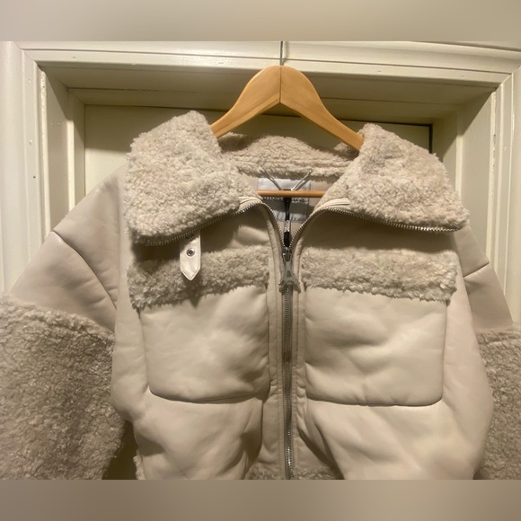 ANGULAR HEM VEGAN LEATHER BORG BIKER JACKET - Picture 9 of 16